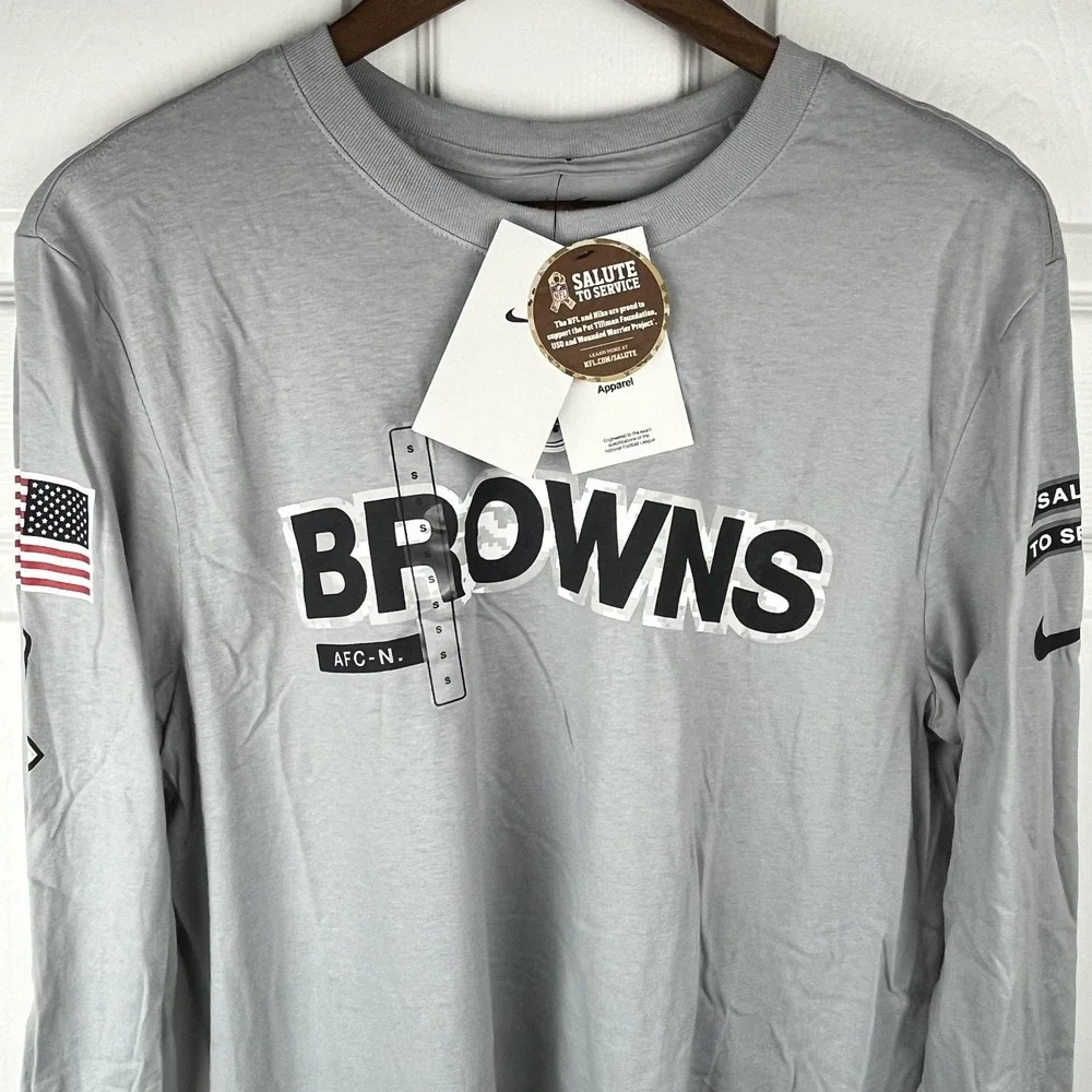 Cleveland Browns Nike Shirt Mens Small Gray NFL Football Salute To‎ Service NEW